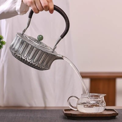 Ấm Bạc Nguyên Chất Chạm Khắc Thủ Công